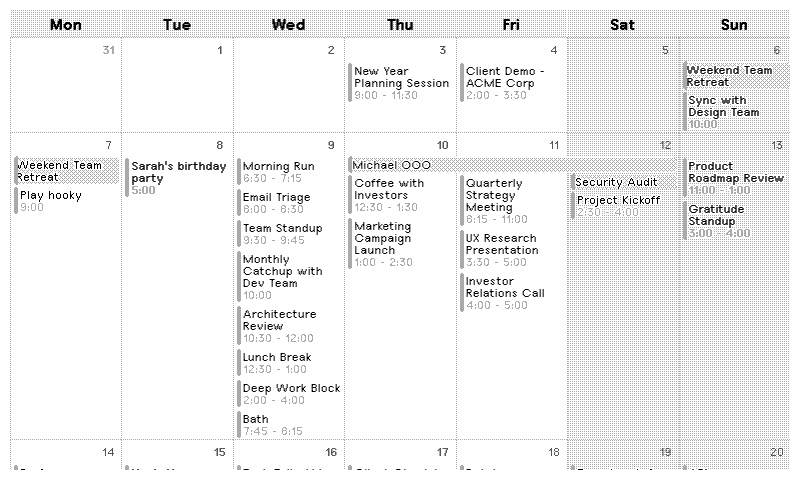 Fastmail Calendar Month layout